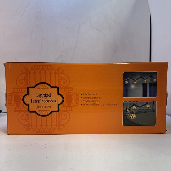 Vtg Gemmy Halloween lightes Tensil Garland Jack O’lantern 30 Light - Picture 4 of 5